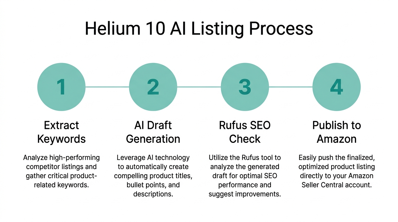 Step-by-step workflow for building AI-optimized listings in Helium 10.