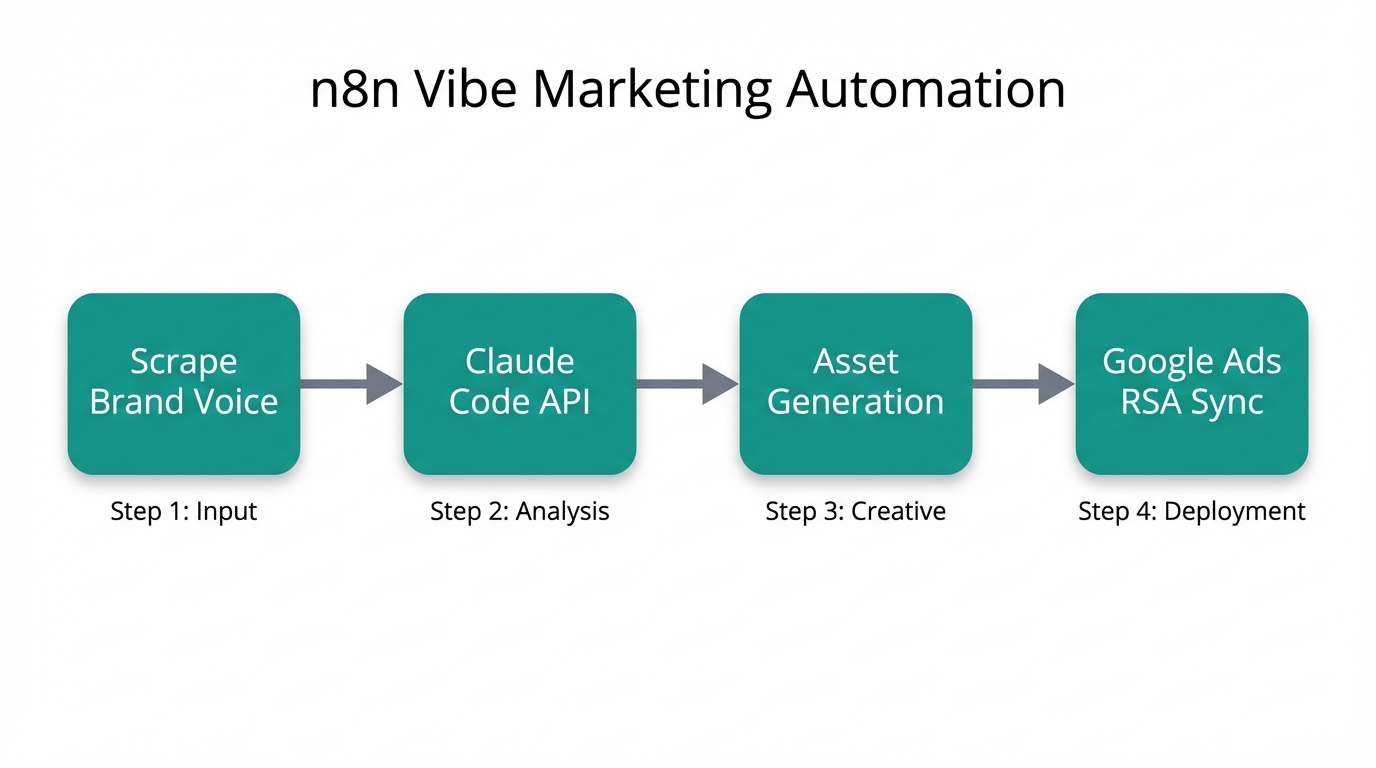 Step-by-step n8n workflow for automating high-resonance ad creative generation.