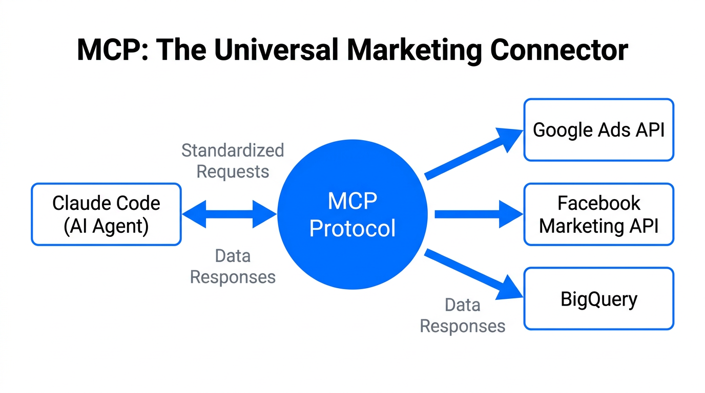 How MCP acts as a standardized bridge between AI and marketing data.