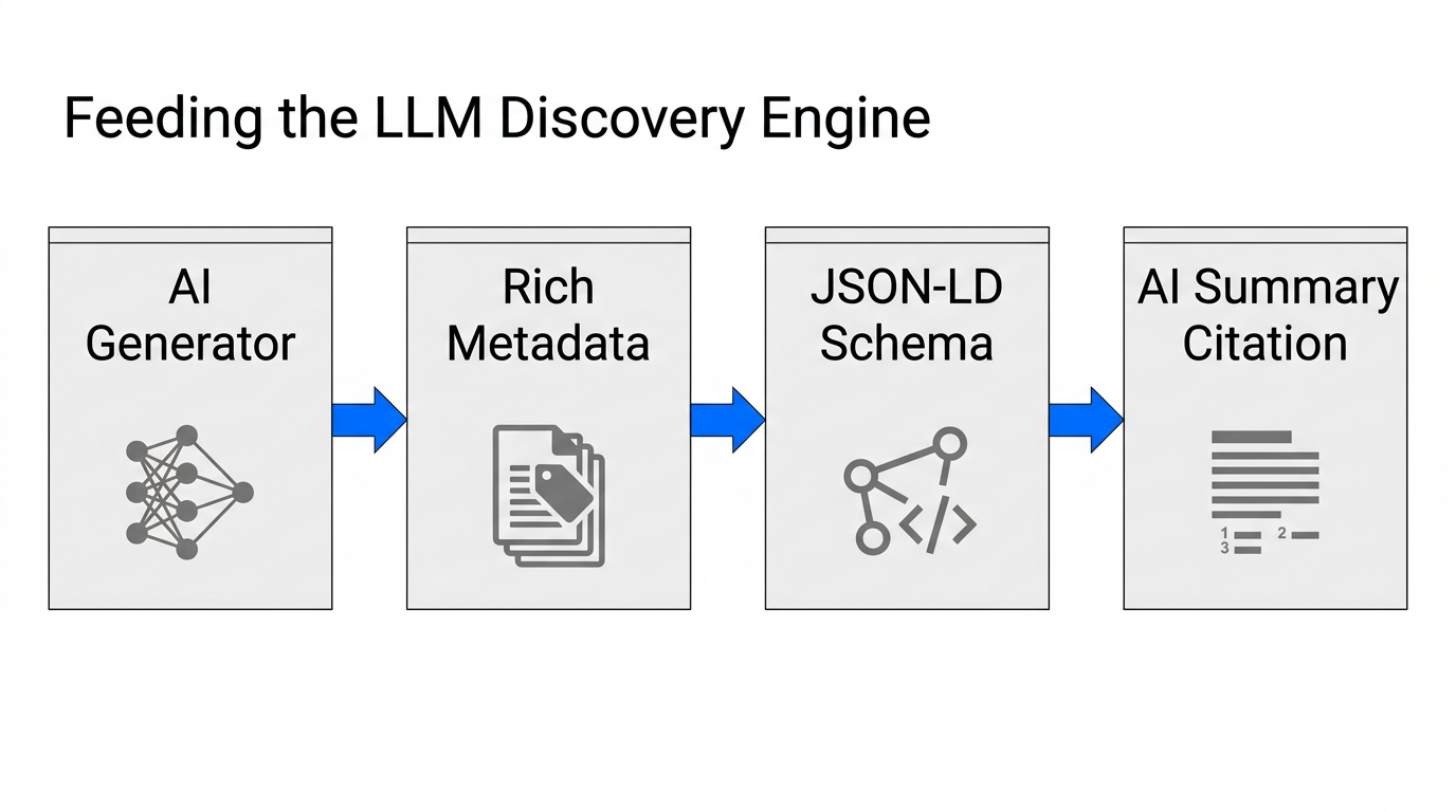 The technical pipeline from product generation to AI search summary.