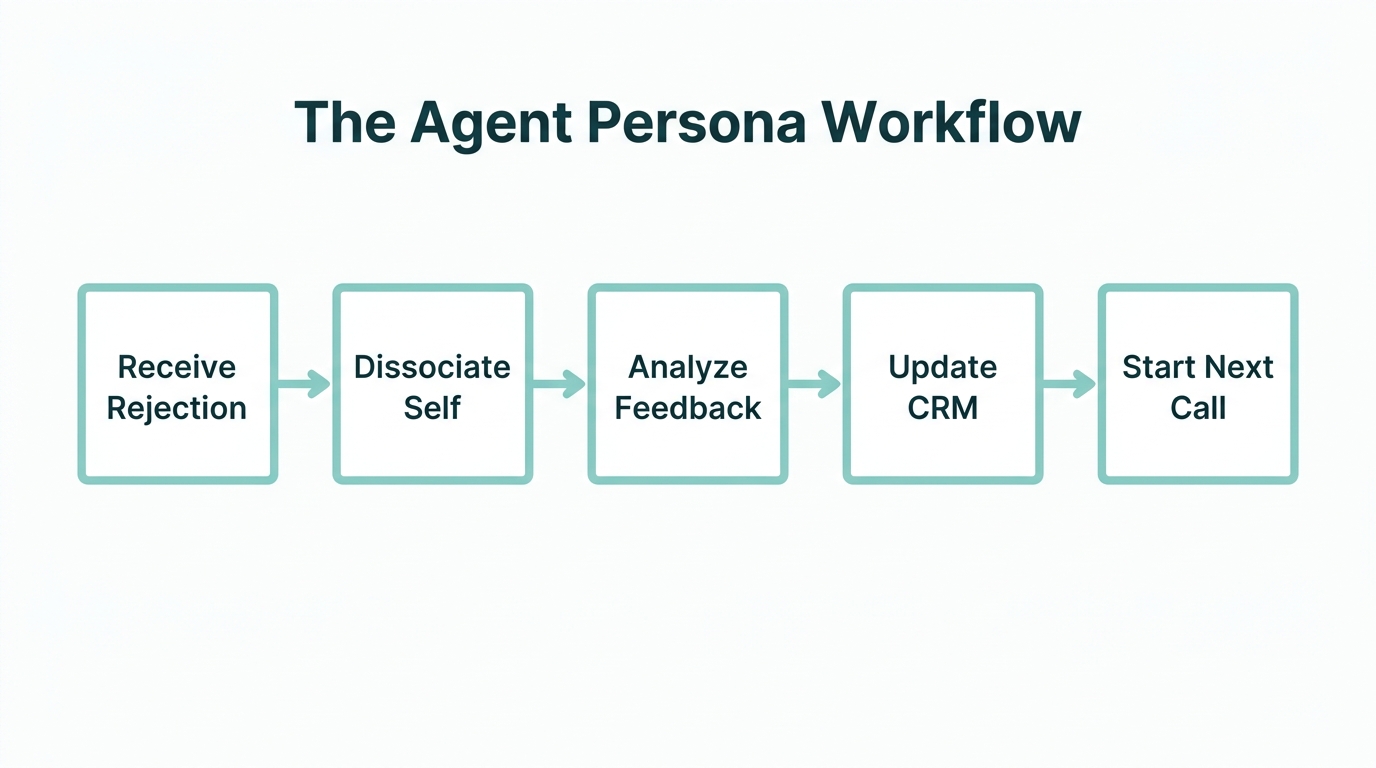 A flowchart illustrating the iterative processing of sales rejection as data.