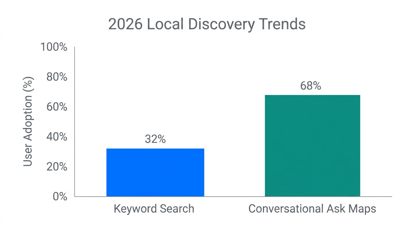 User adoption shift from keywords to conversational discovery in 2026.