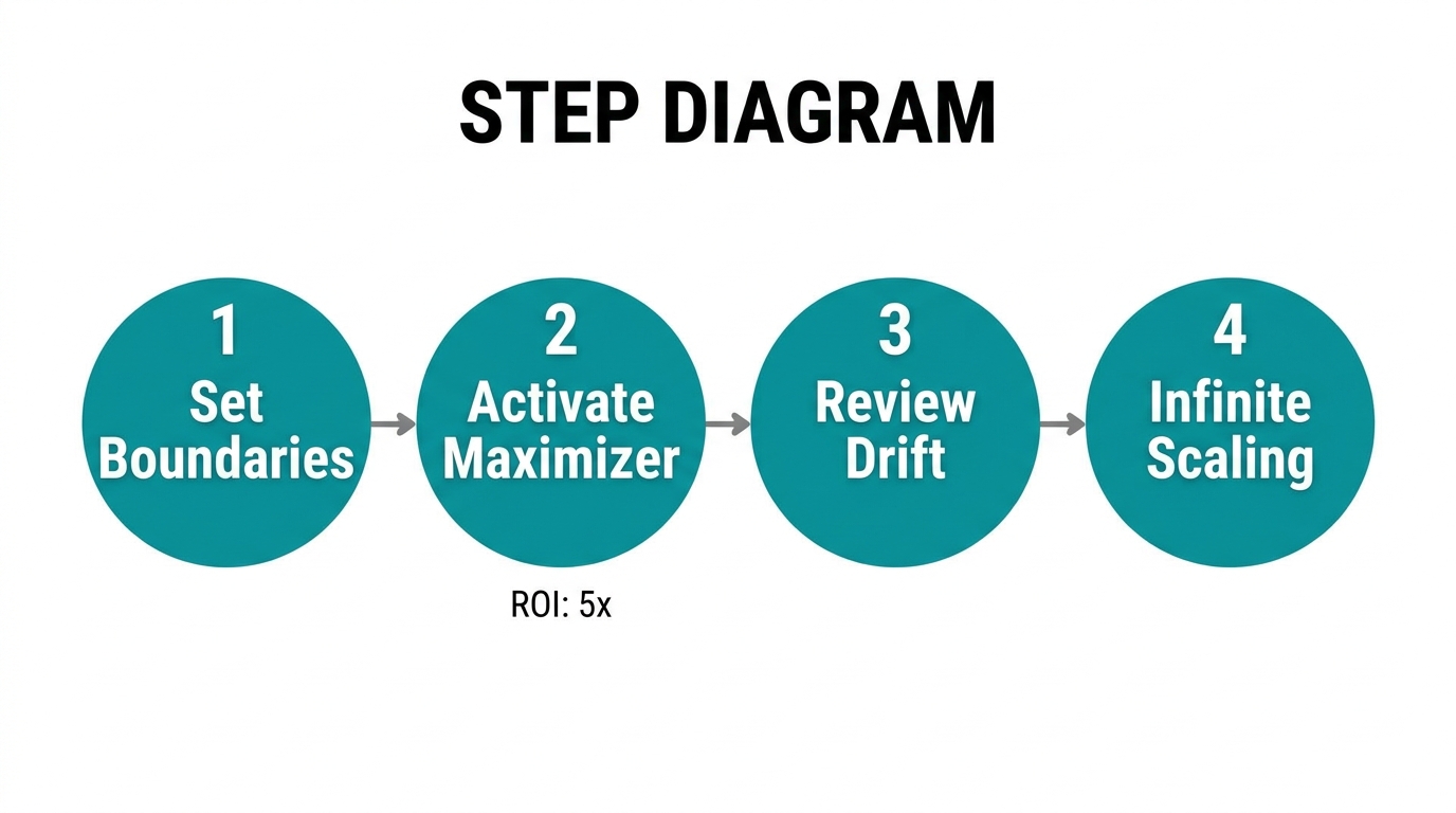 Four-step process for activating and scaling the Maximizer Mode.