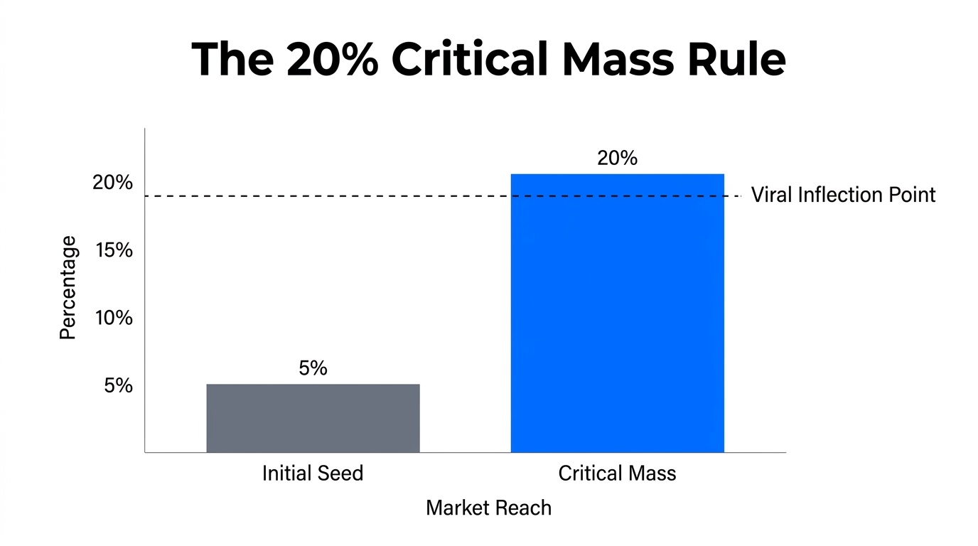 The 20% penetration threshold required for viral word-of-mouth growth.