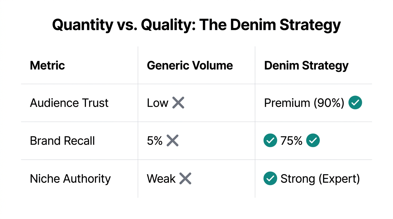 Comparison of metrics between volume-based and differentiation-based content strategies.