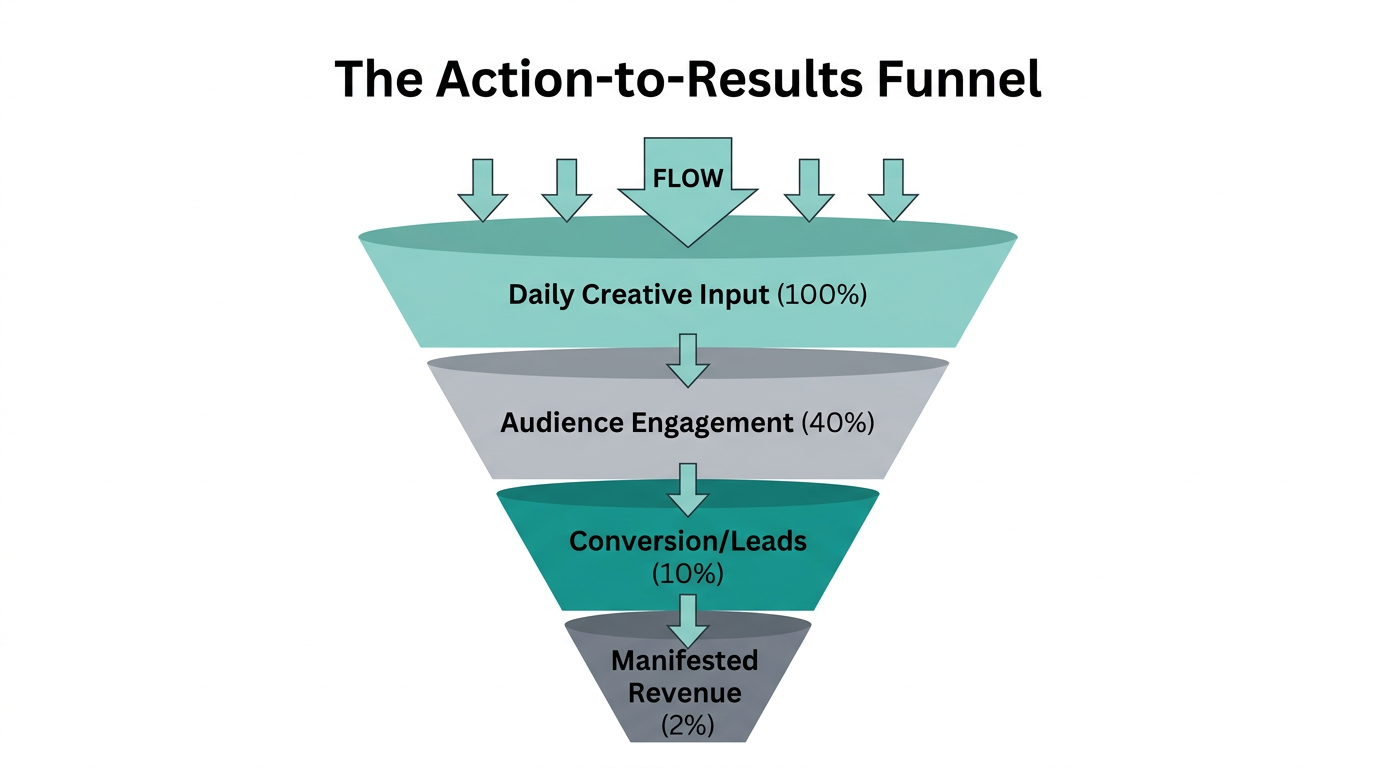 Funnel showing how consistent action leads to measurable manifestation results.