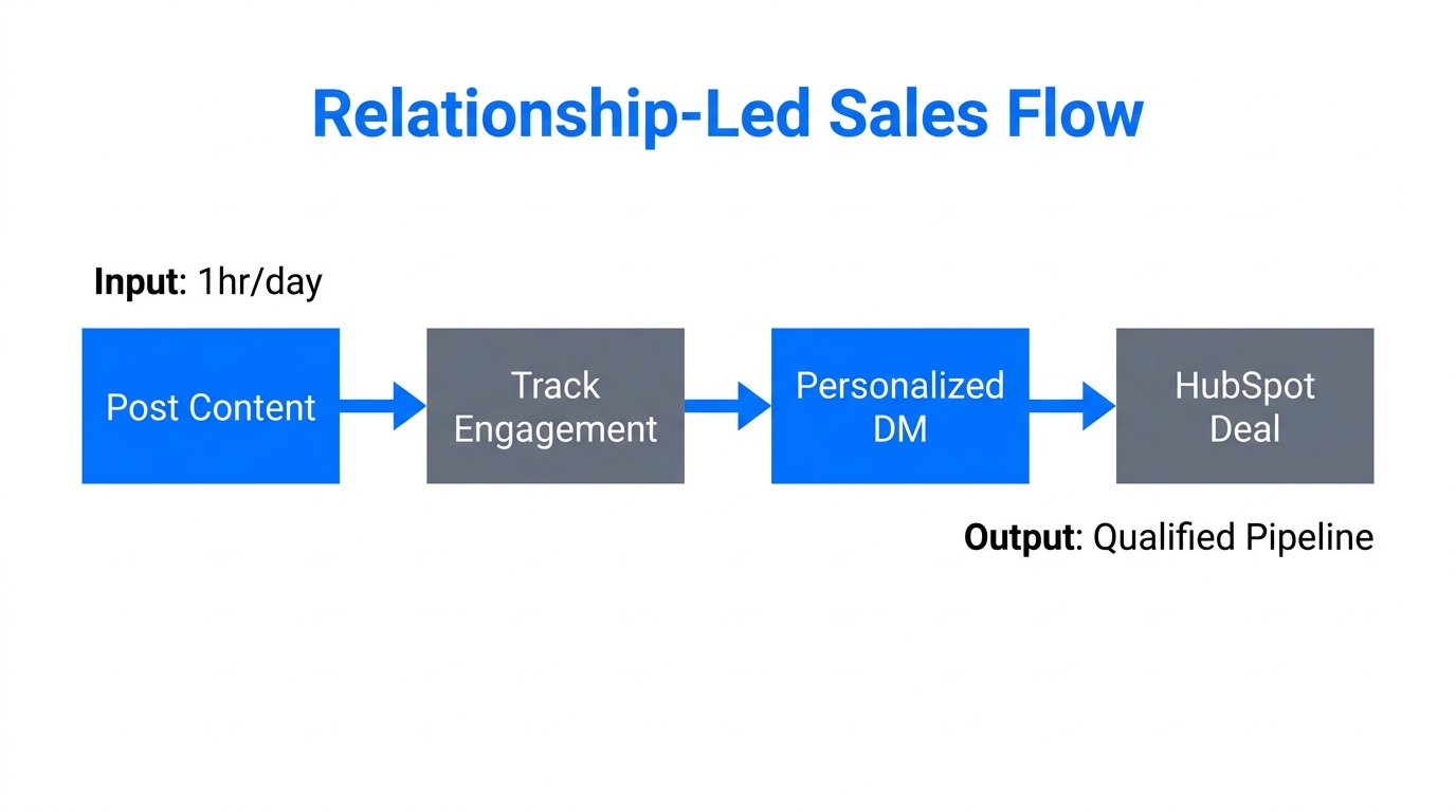 The workflow for scaling founder-led sales using personal branding.
