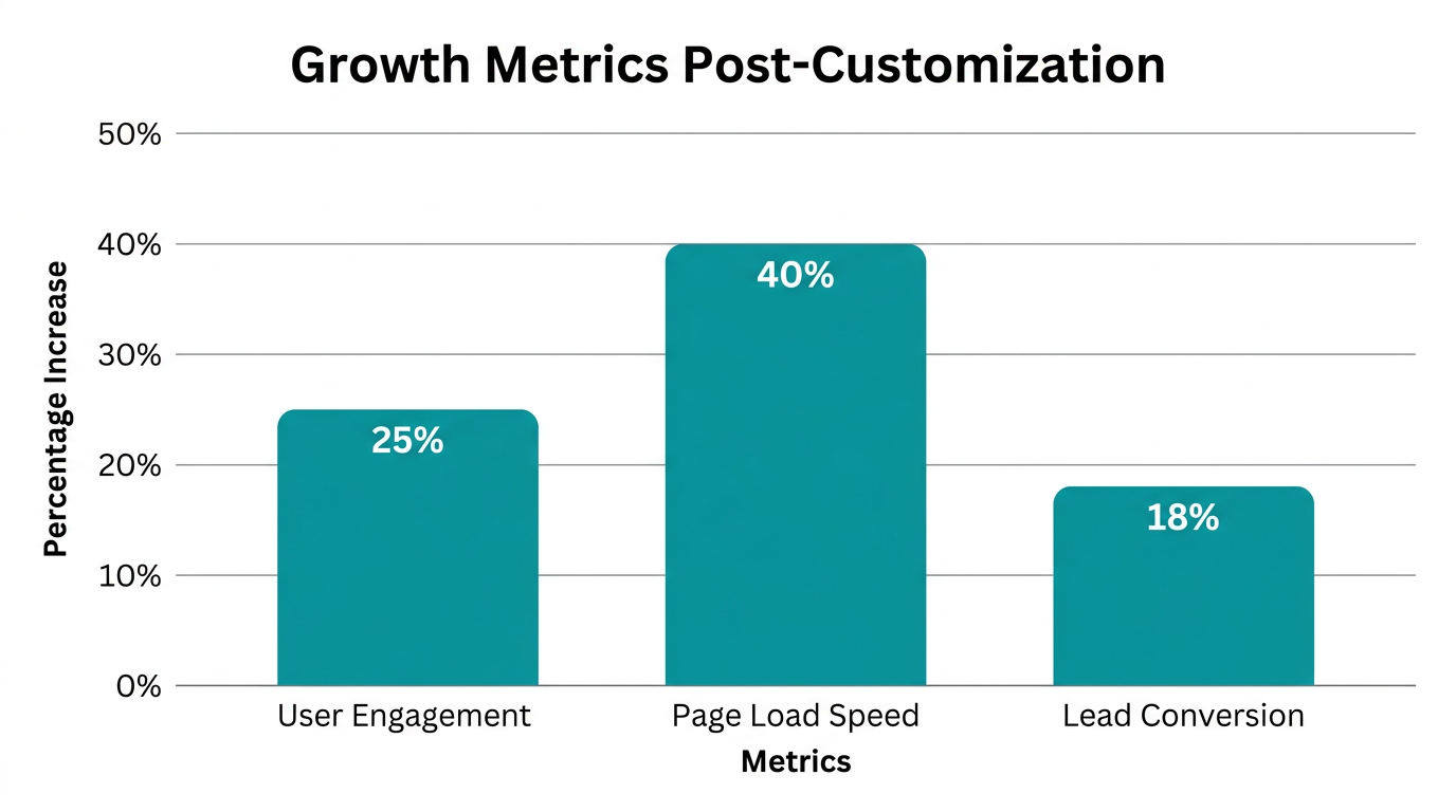 Key performance improvements seen after adding custom AI-generated site features.