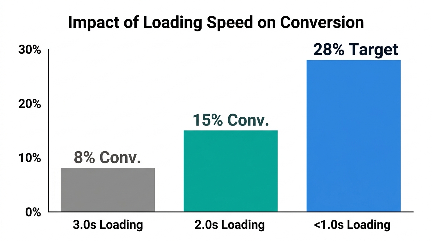 Comparison of mobile loading speeds and their impact on conversion rates.