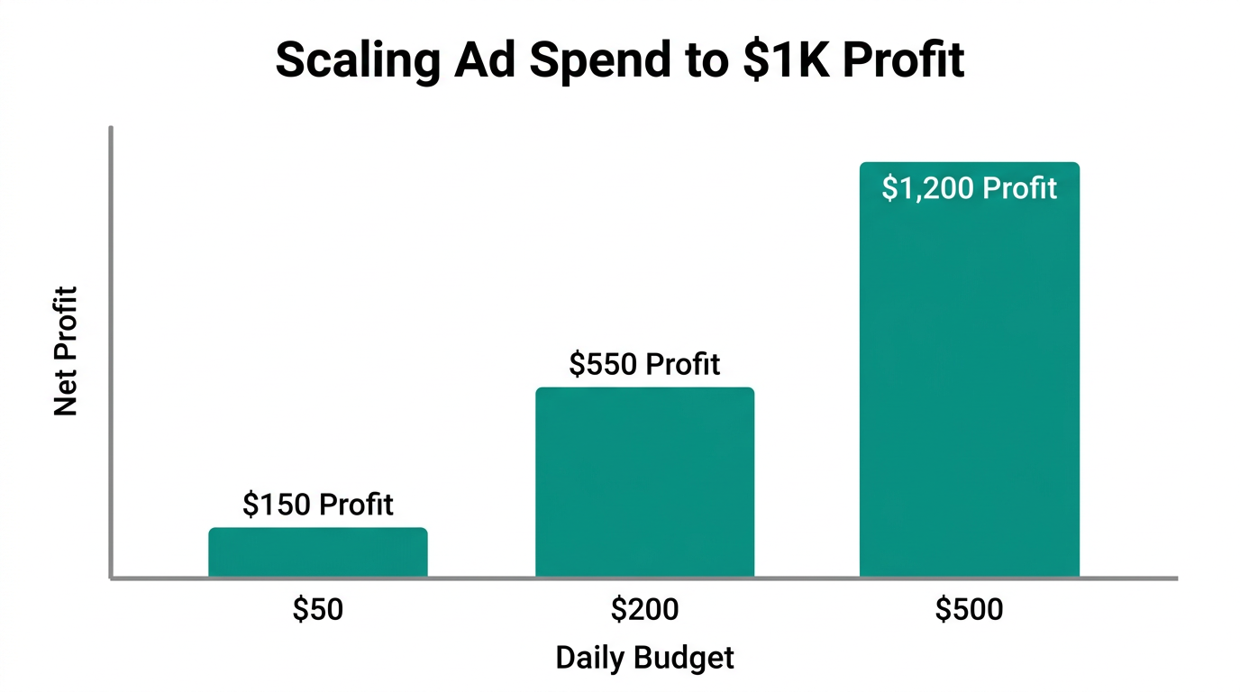 Projected profit growth relative to daily Pinterest ad spend.