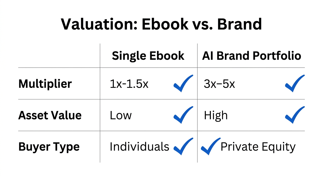 Comparative analysis of exit valuations for simple products vs. brands.