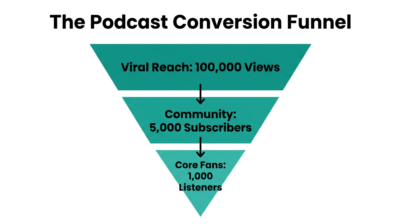 The conversion funnel from high-volume reach to core audience.
