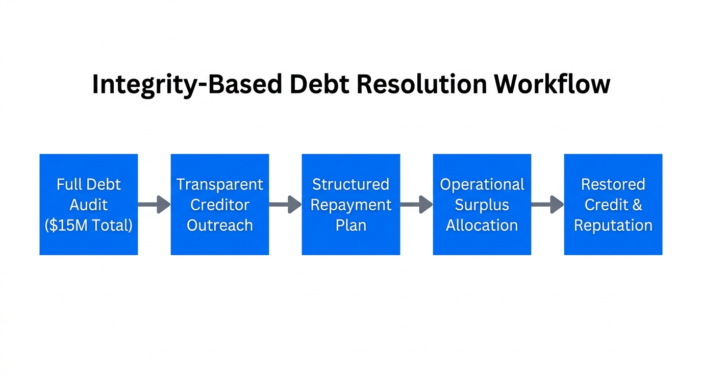 Step-by-step process for resolving high-level debt with integrity.