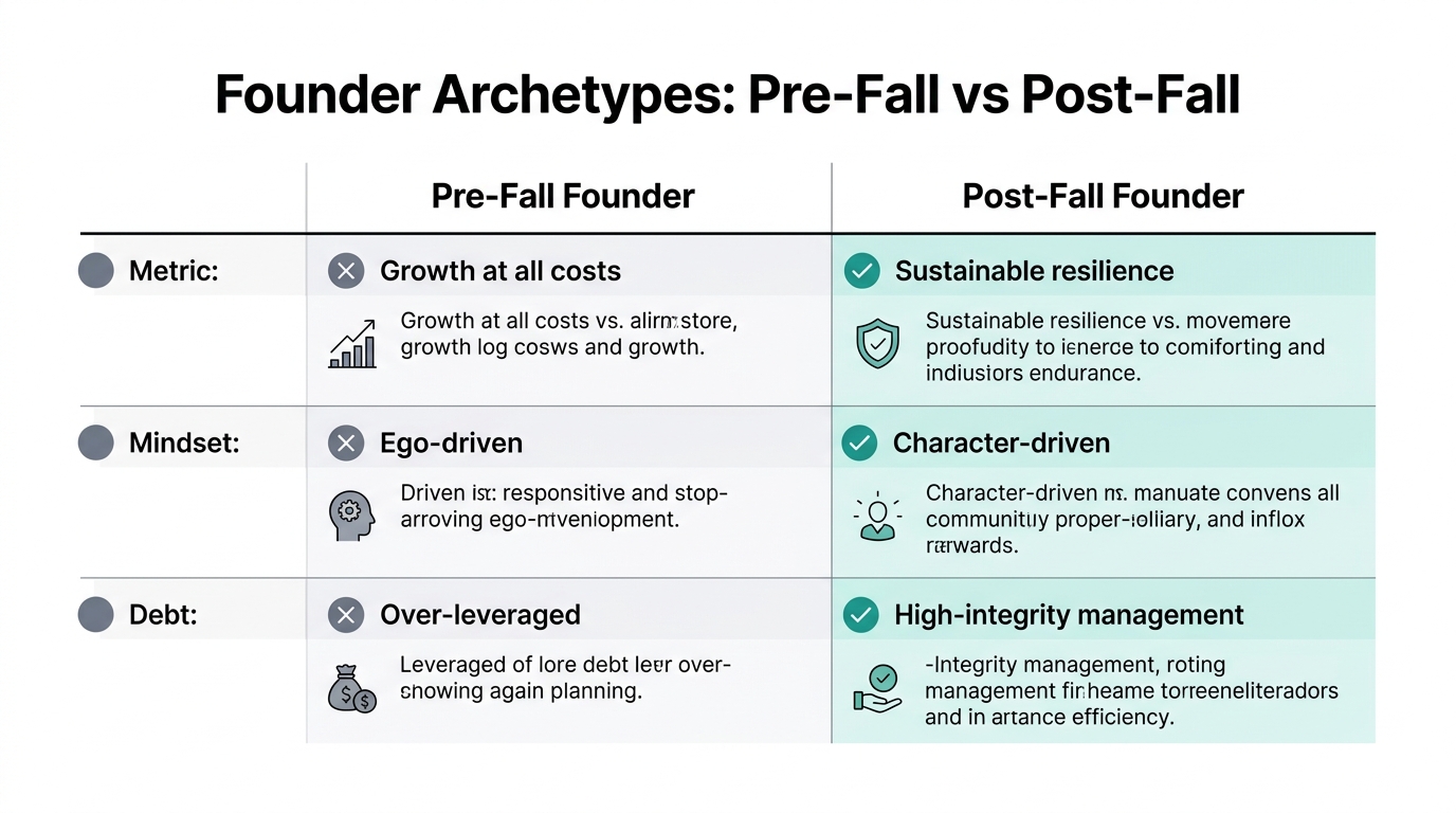 A side-by-side comparison of Pre-Fall and Post-Fall founder traits.