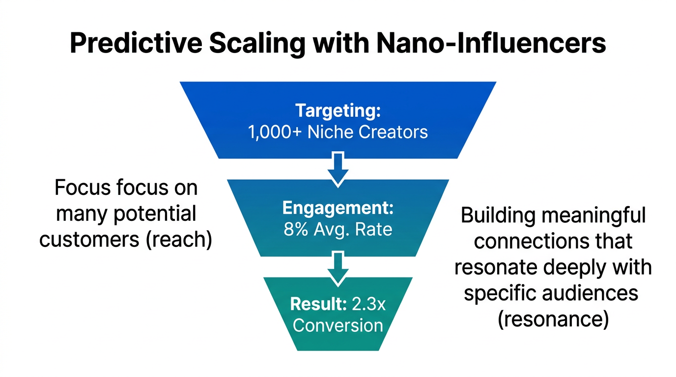 The efficiency funnel for scaling ROI using high-engagement nano-influencer segments.