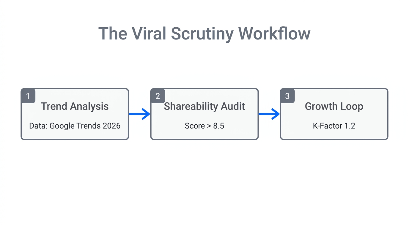 Three-step workflow for the Viral Scrutiny product validation method.