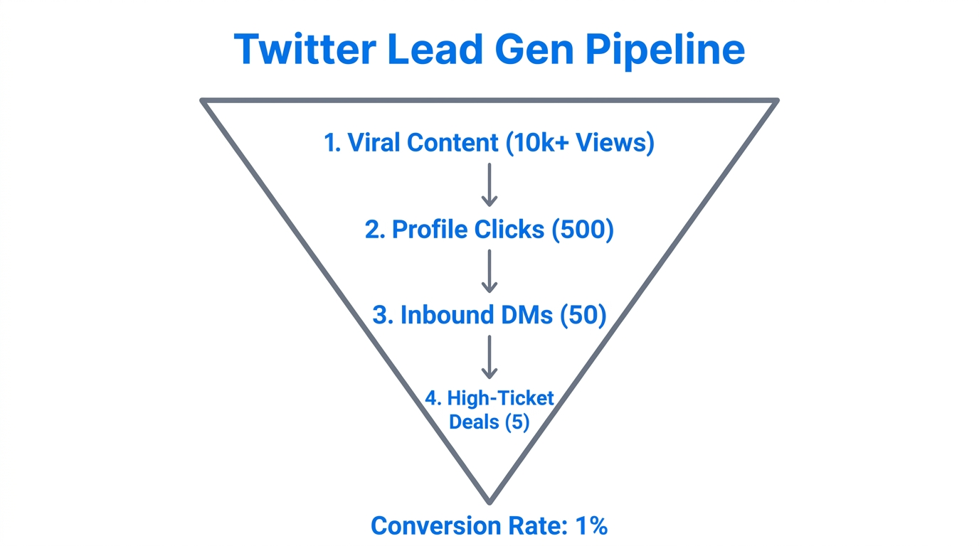 A 4-step lead generation funnel for Twitter client acquisition.