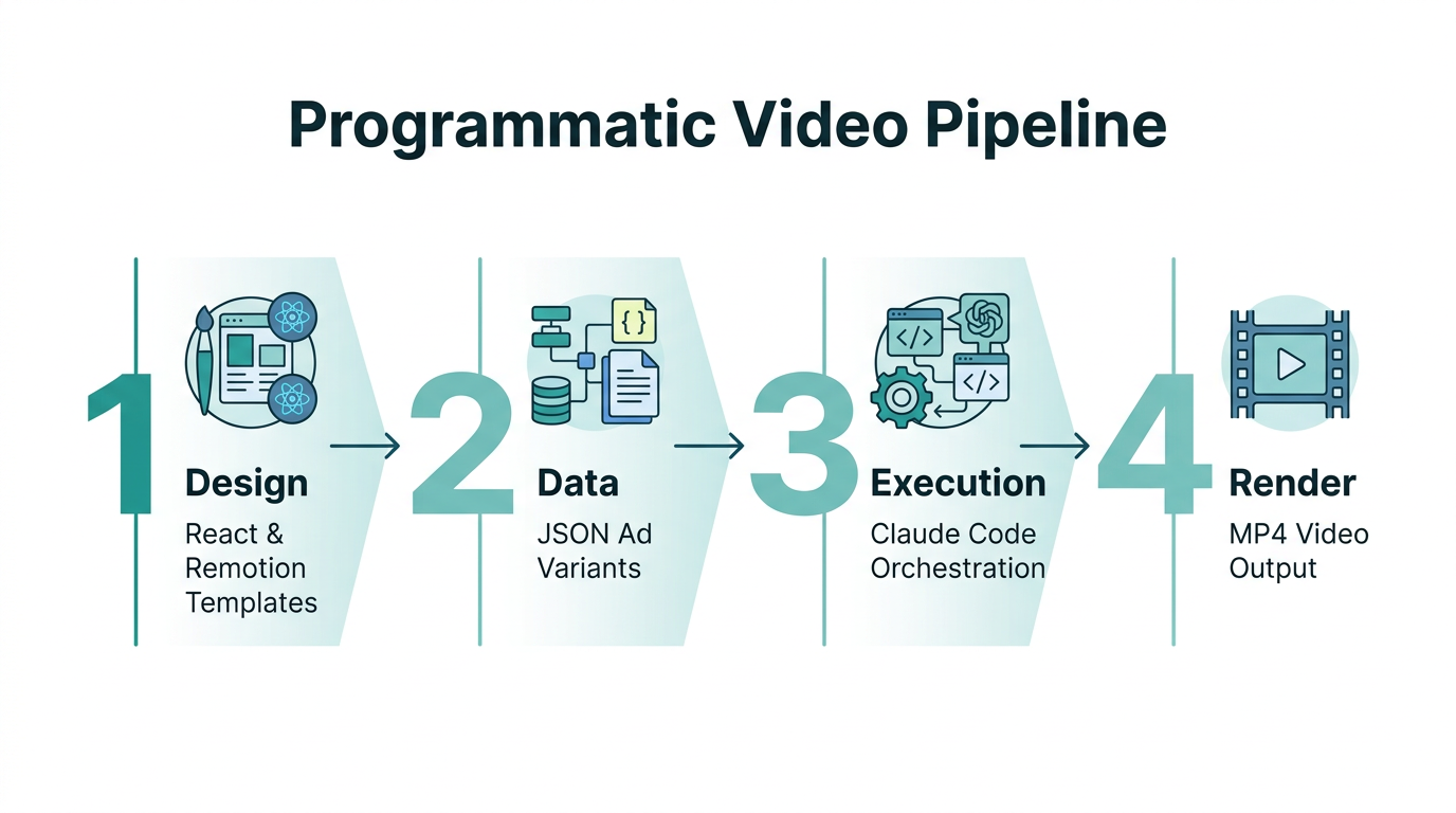 A step-by-step workflow for generating video ads via code.