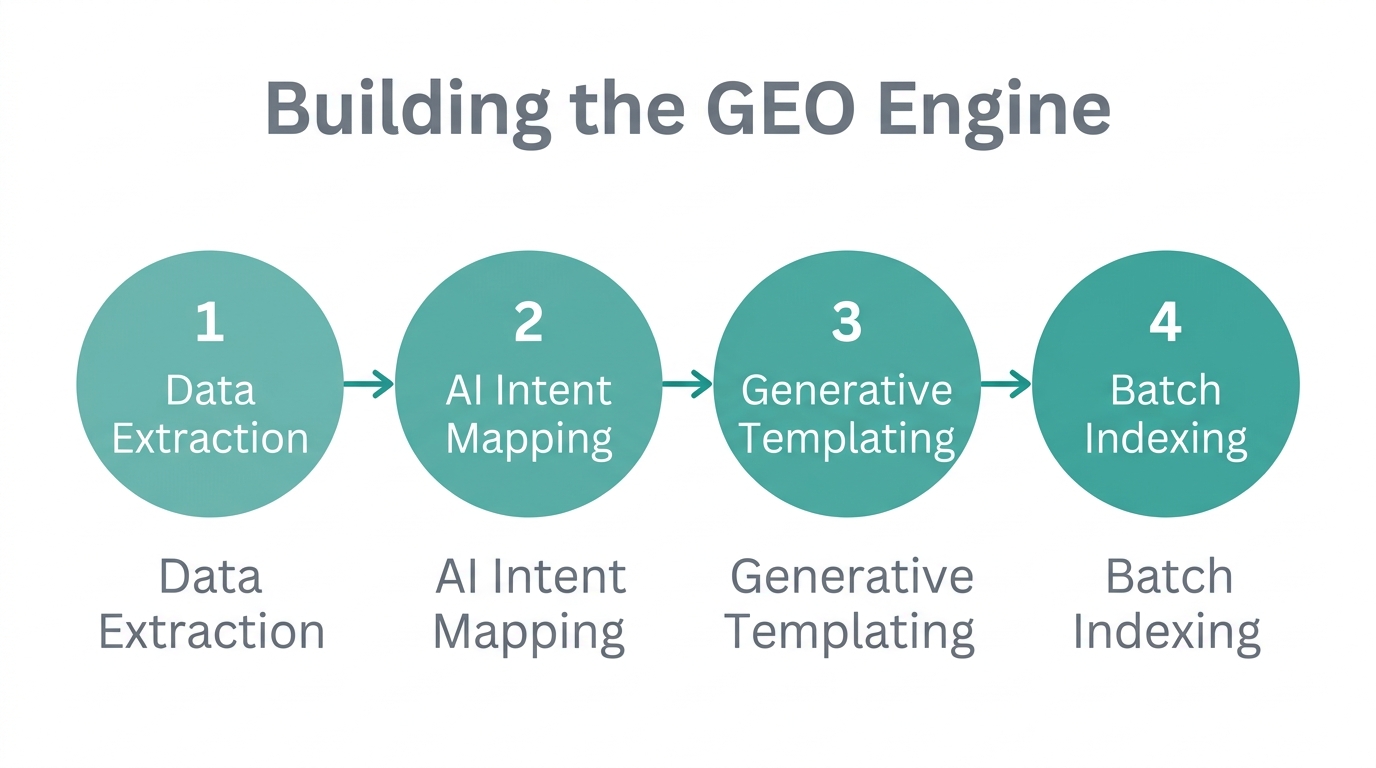 The four-step workflow for building a Generative Engine Optimization system.