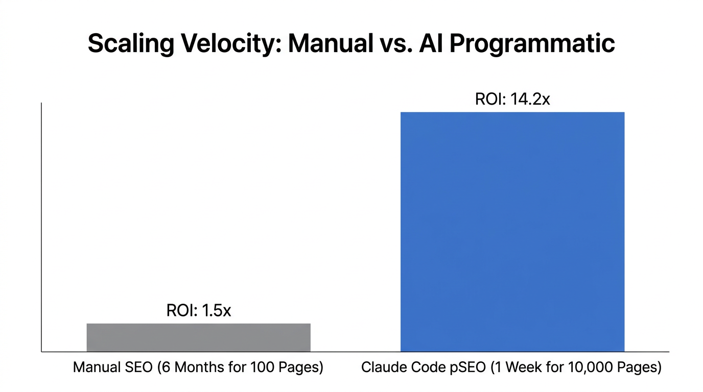 Comparison of scaling speed and ROI between manual and automated SEO.