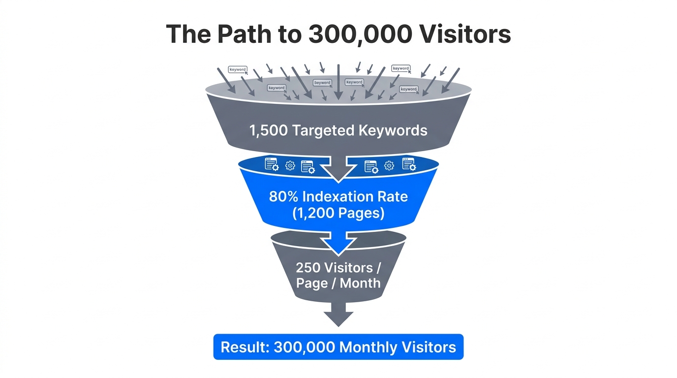 The mathematical formula for scaling programmatic SEO to 300k visitors.