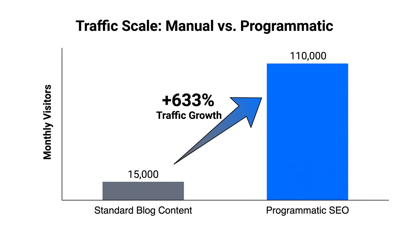 Traffic volume comparison between standard and programmatic SEO strategies.