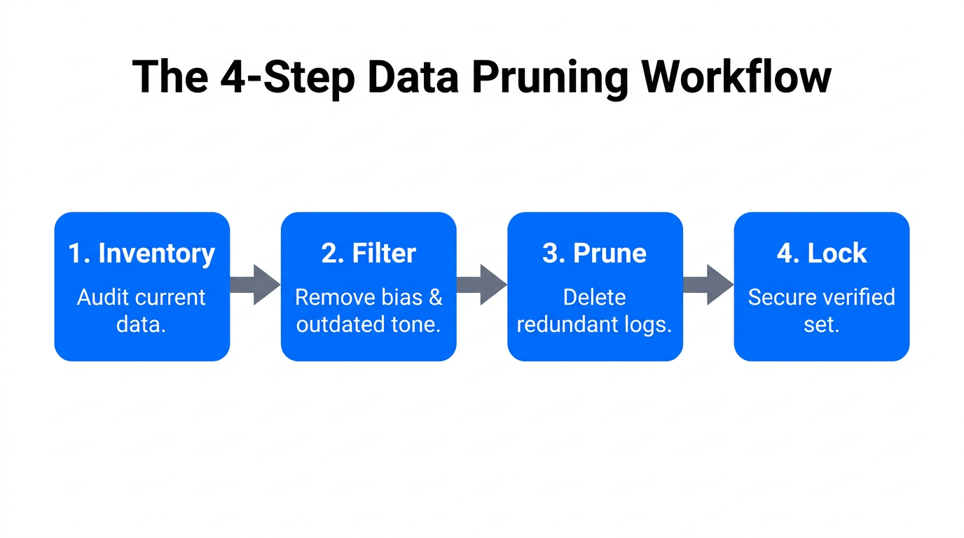 Step-by-step process for auditing and pruning AI data sets.