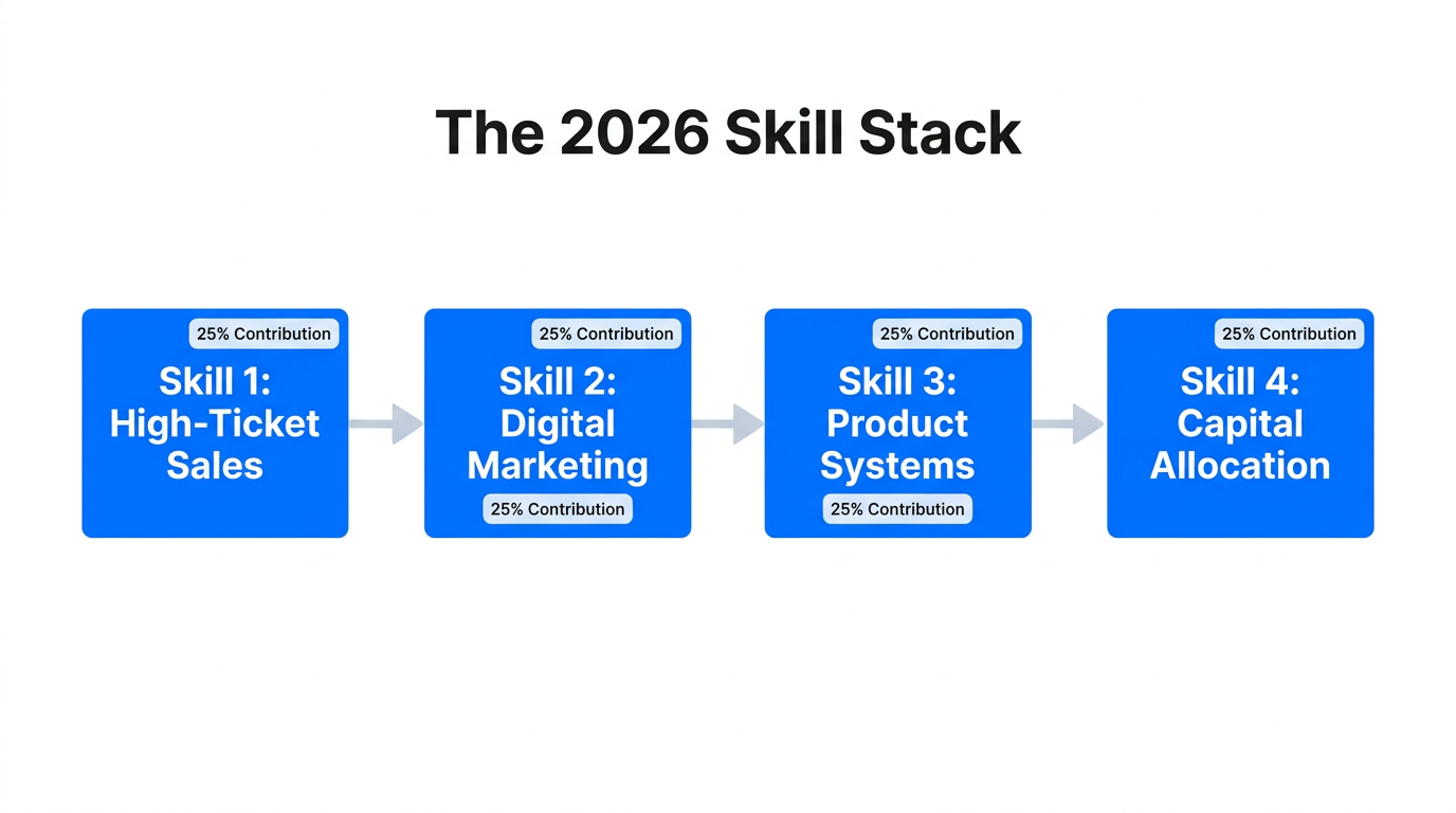 The four sequential skills necessary to build a high-leverage business.
