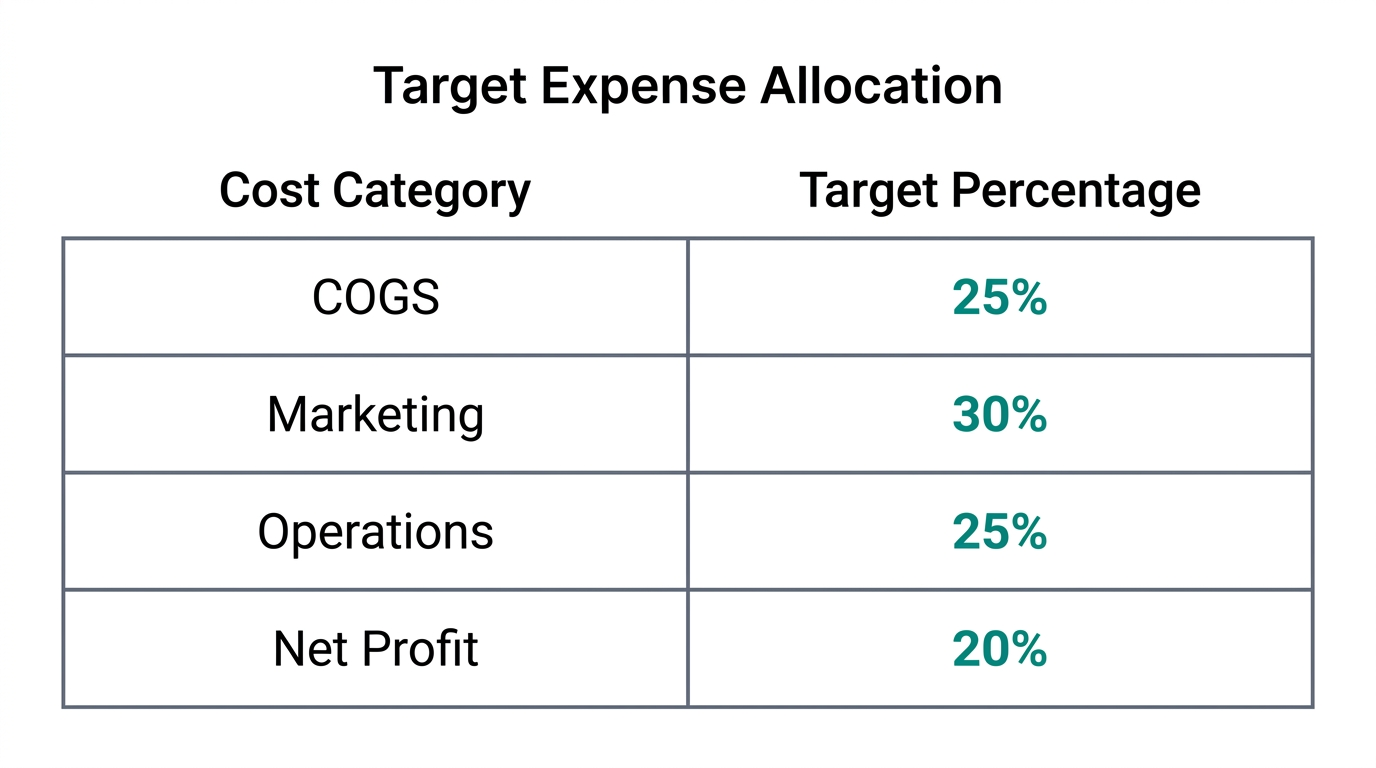 Cost allocation breakdown required to maintain a 20% profit margin.