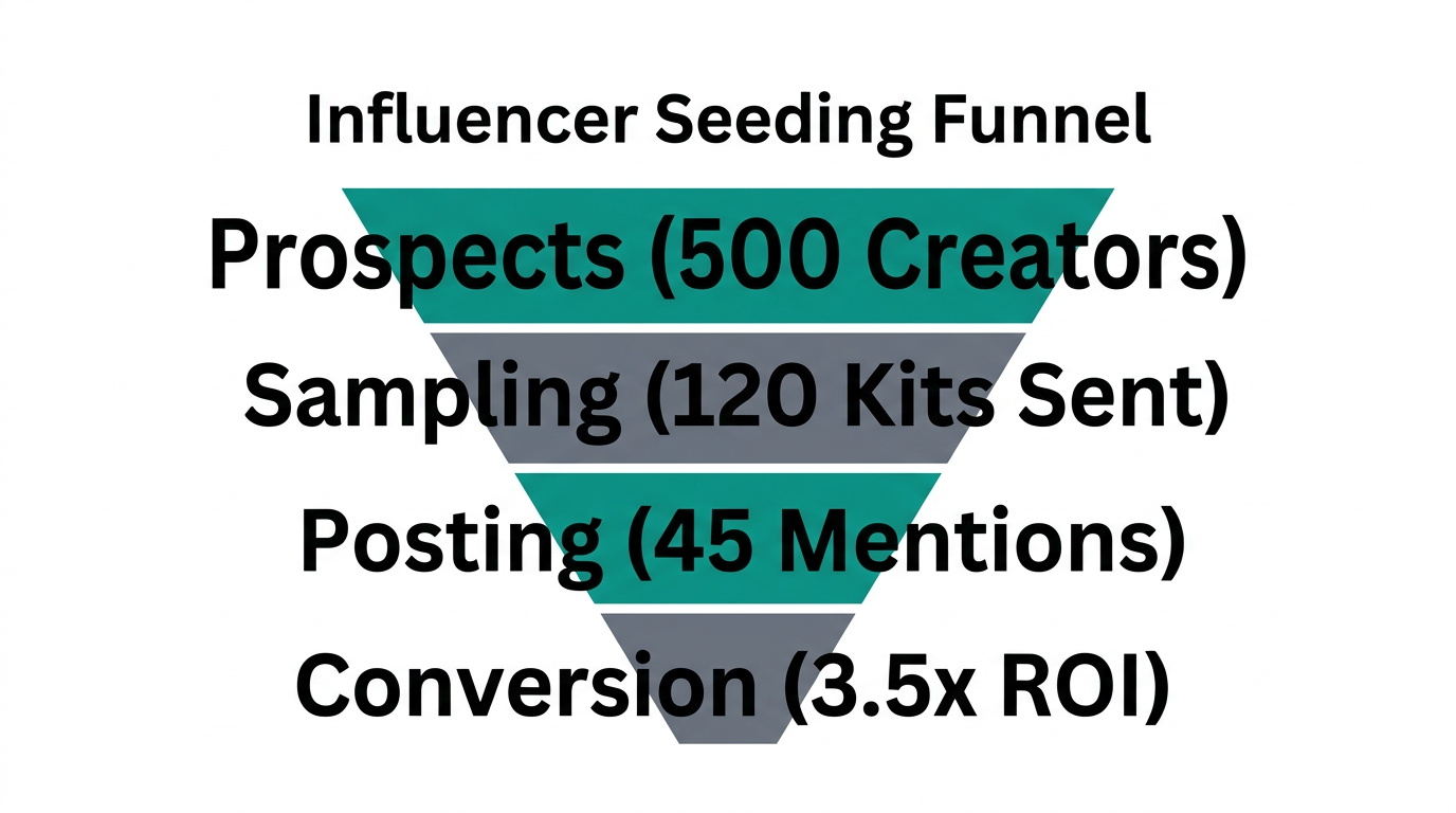 Influencer marketing metrics from initial outreach to final conversion.
