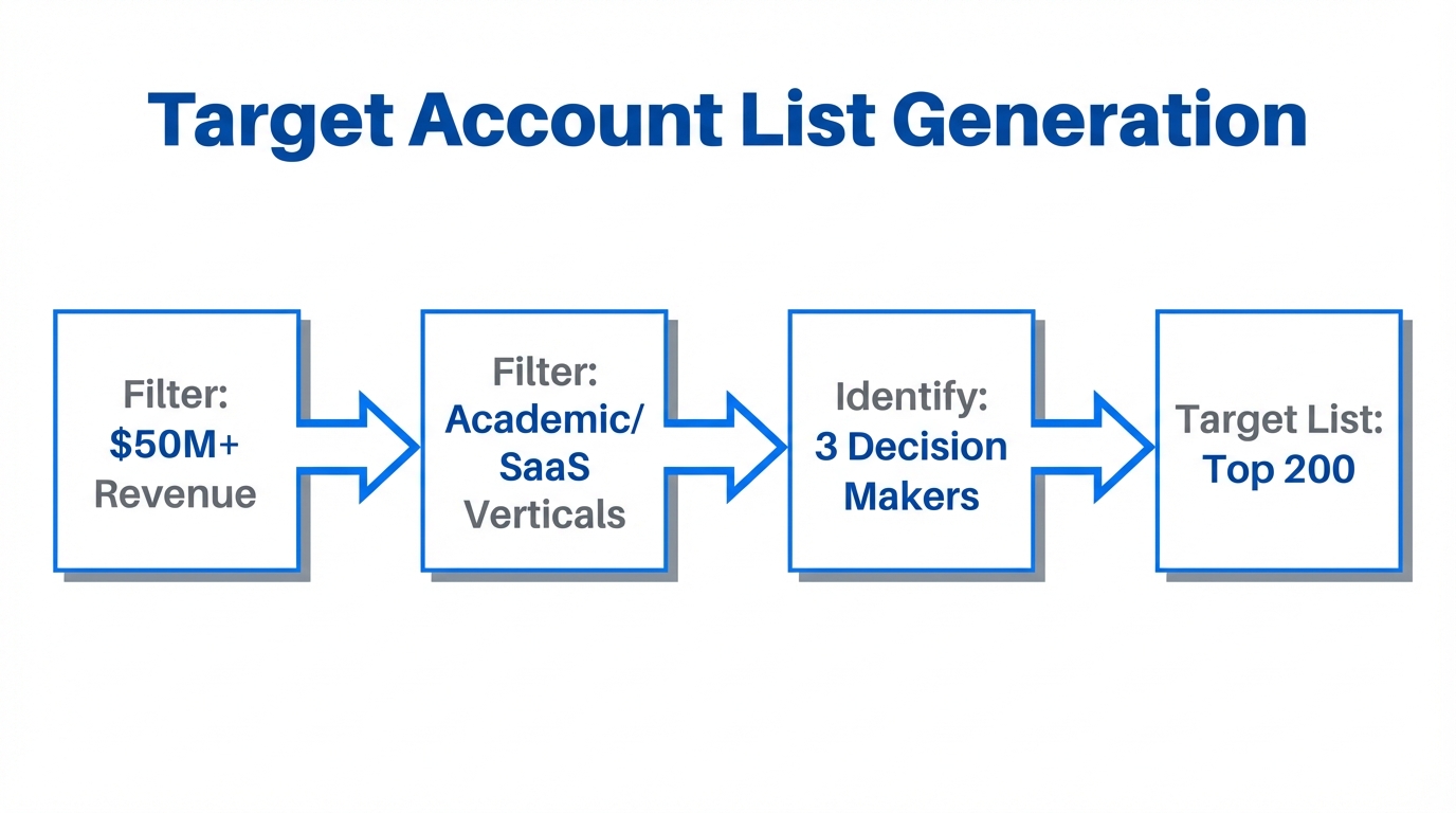 Step-by-step workflow for building a high-priority targeted account list.
