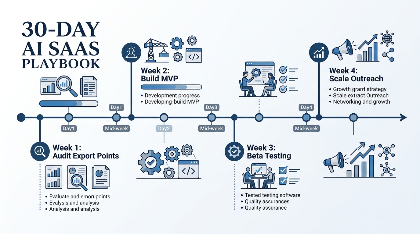The 30-day roadmap to launching and scaling an AI SaaS.