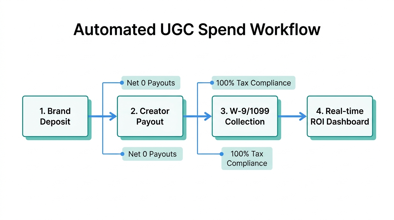 A streamlined workflow for managing user-generated content payments and compliance.