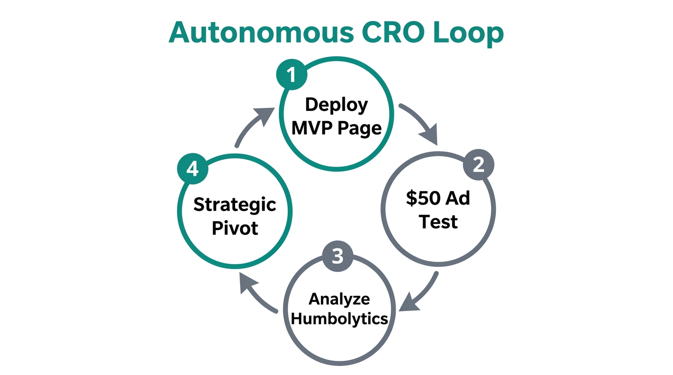 The four-step iterative cycle for autonomous conversion rate optimization.