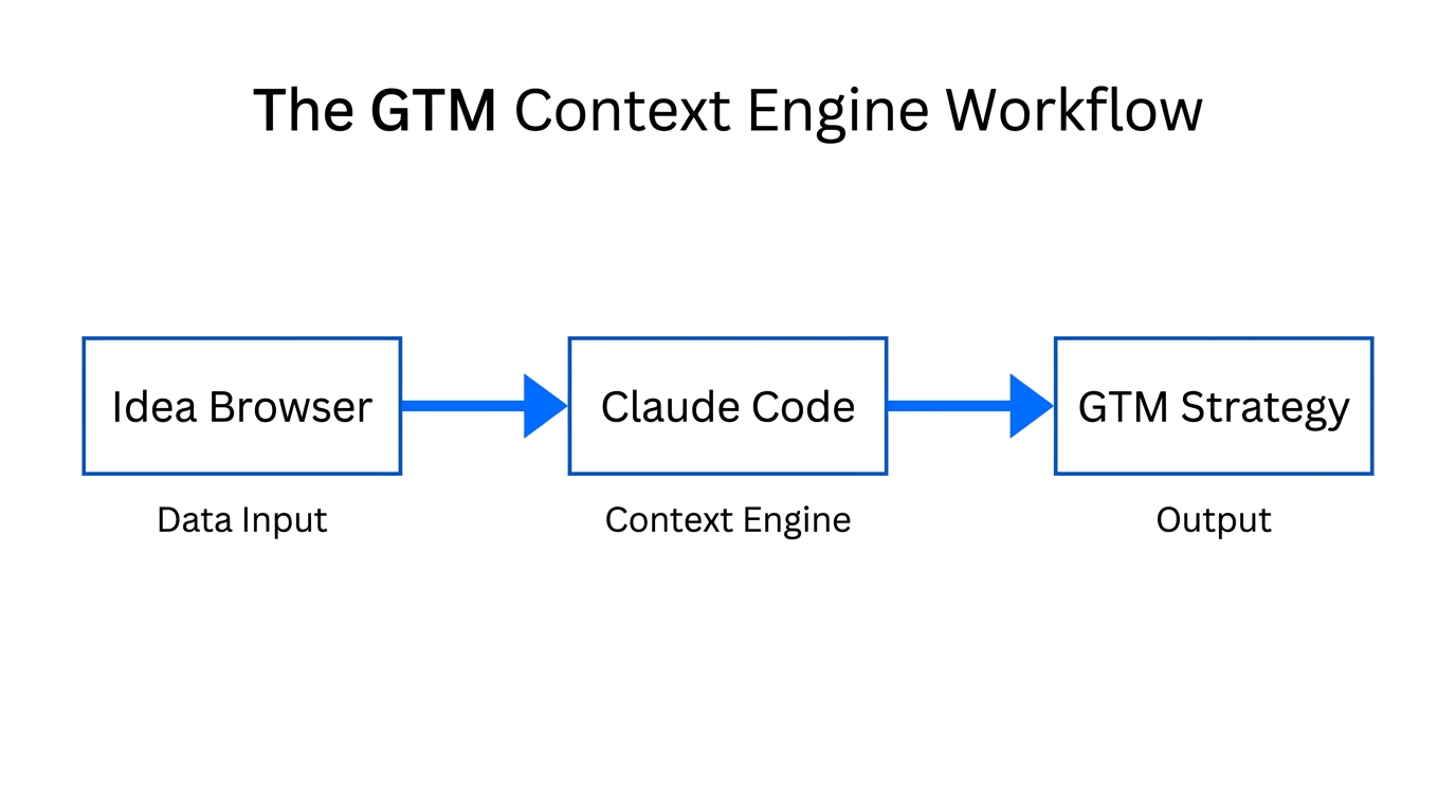 Workflow showing data flow from Idea Browser to Claude Code.