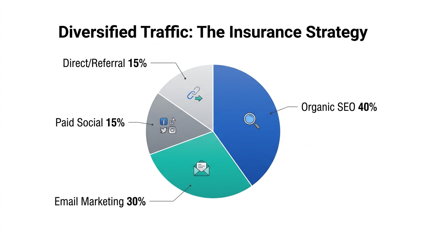 Target traffic distribution for a resilient post-AI SEO strategy.