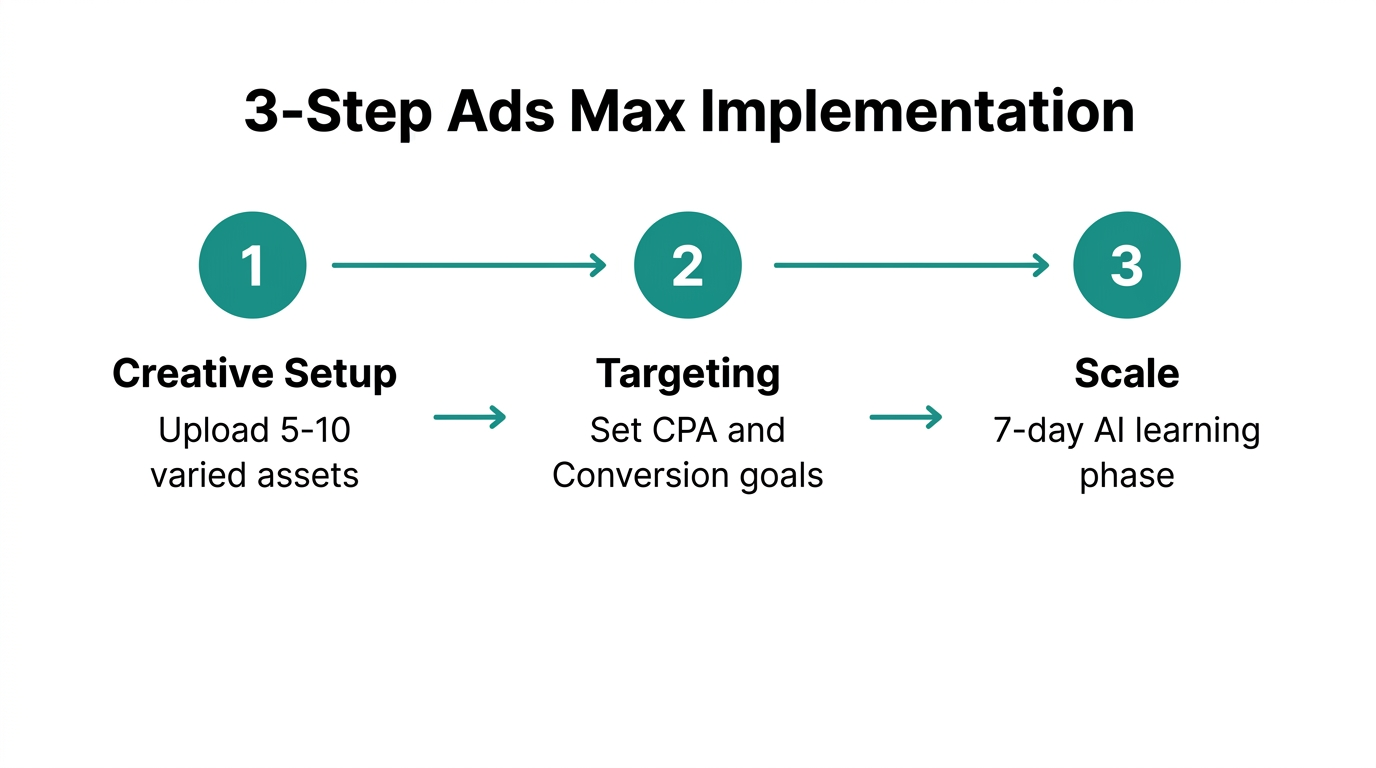 The three-step process for launching a successful Reddit Ads Max campaign.