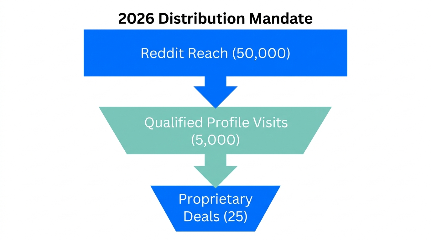 Conversion funnel from top-of-funnel Reddit reach to closed deals.