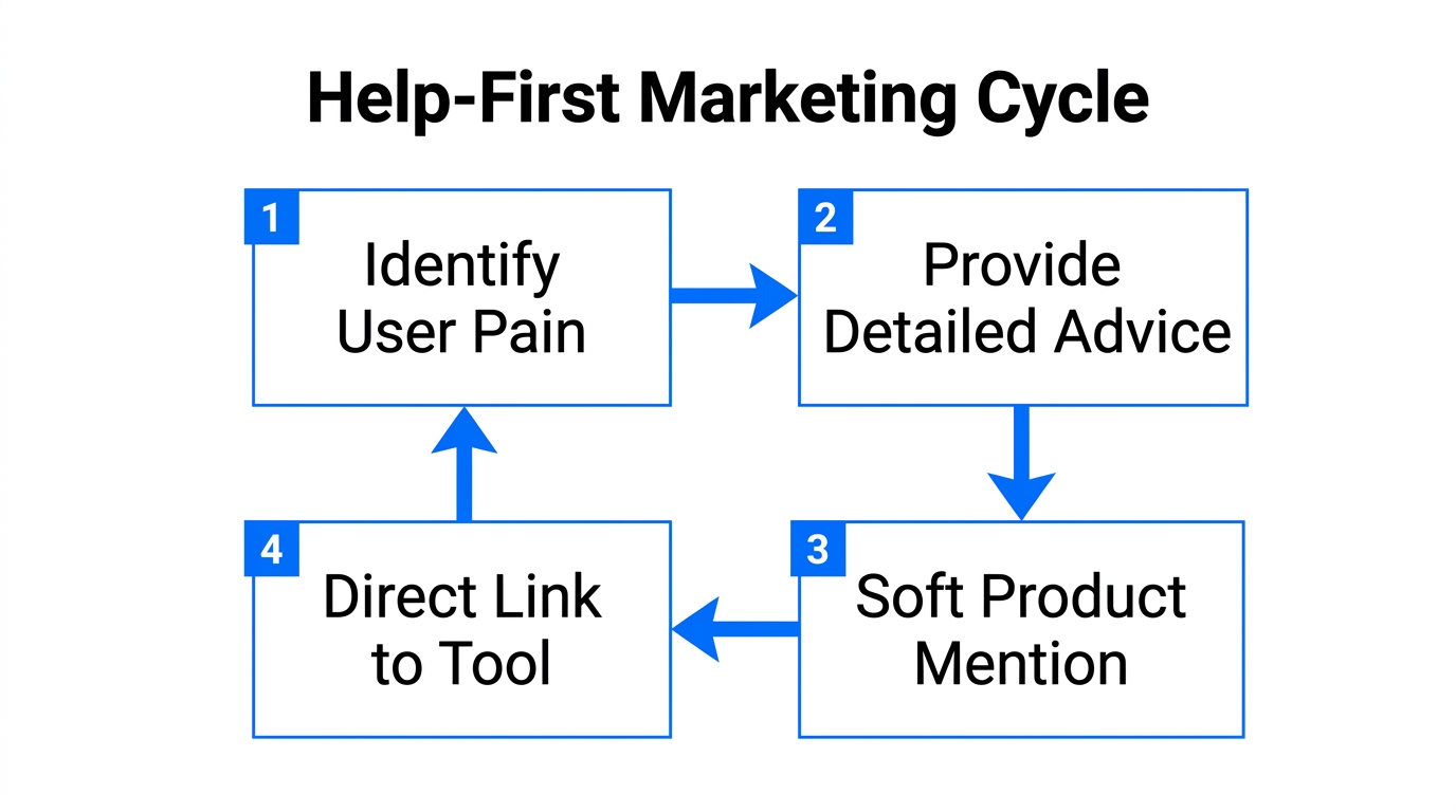 The four-step cycle for converting community help into traffic.