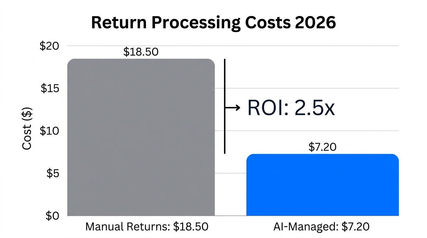 Bar chart illustrating the reduction in return processing costs using AI.