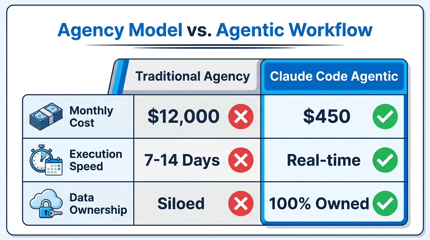 Cost and efficiency comparison between traditional agencies and AI workflows.
