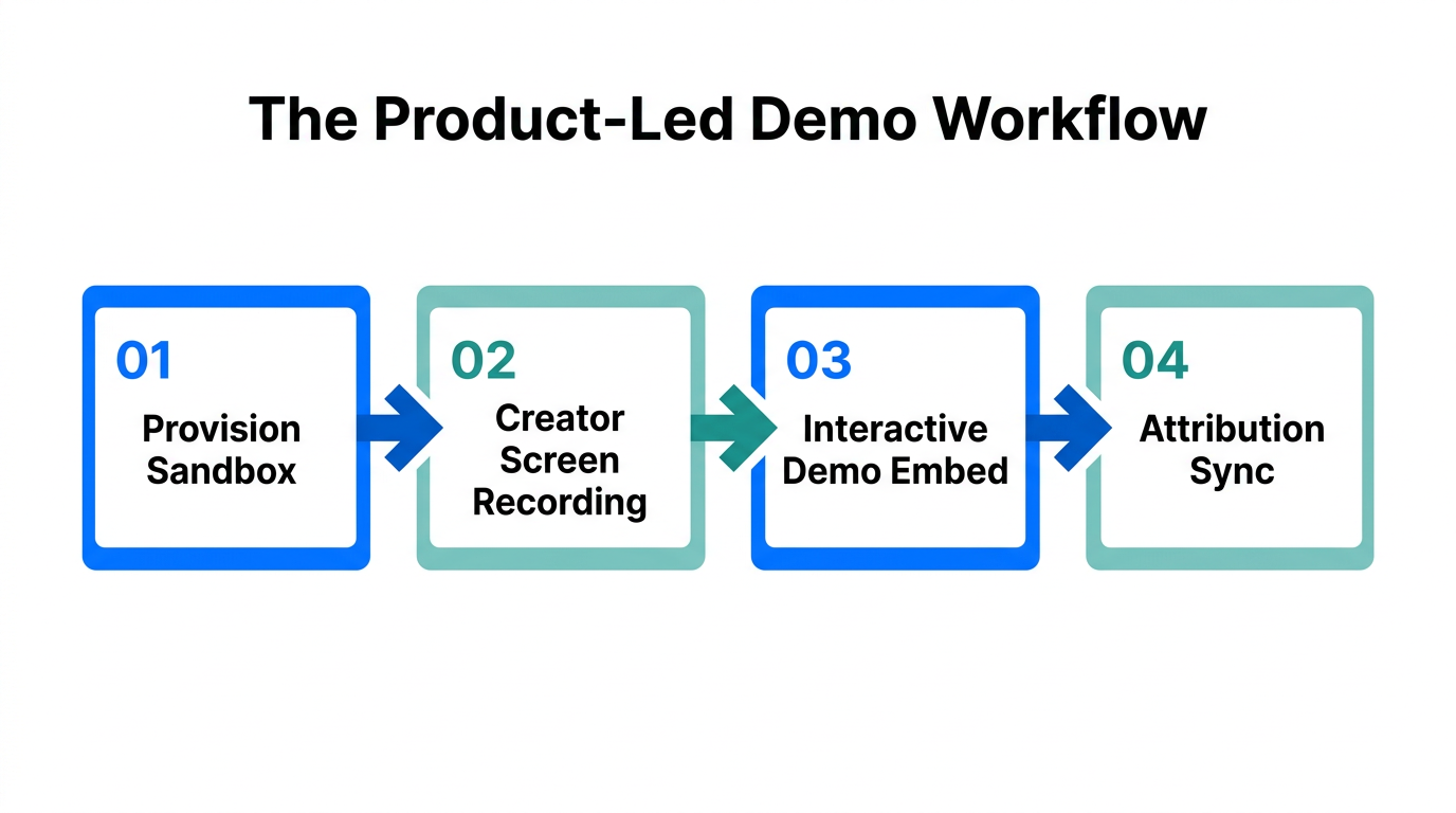 Four-step workflow for executing a product-led influencer demo campaign.