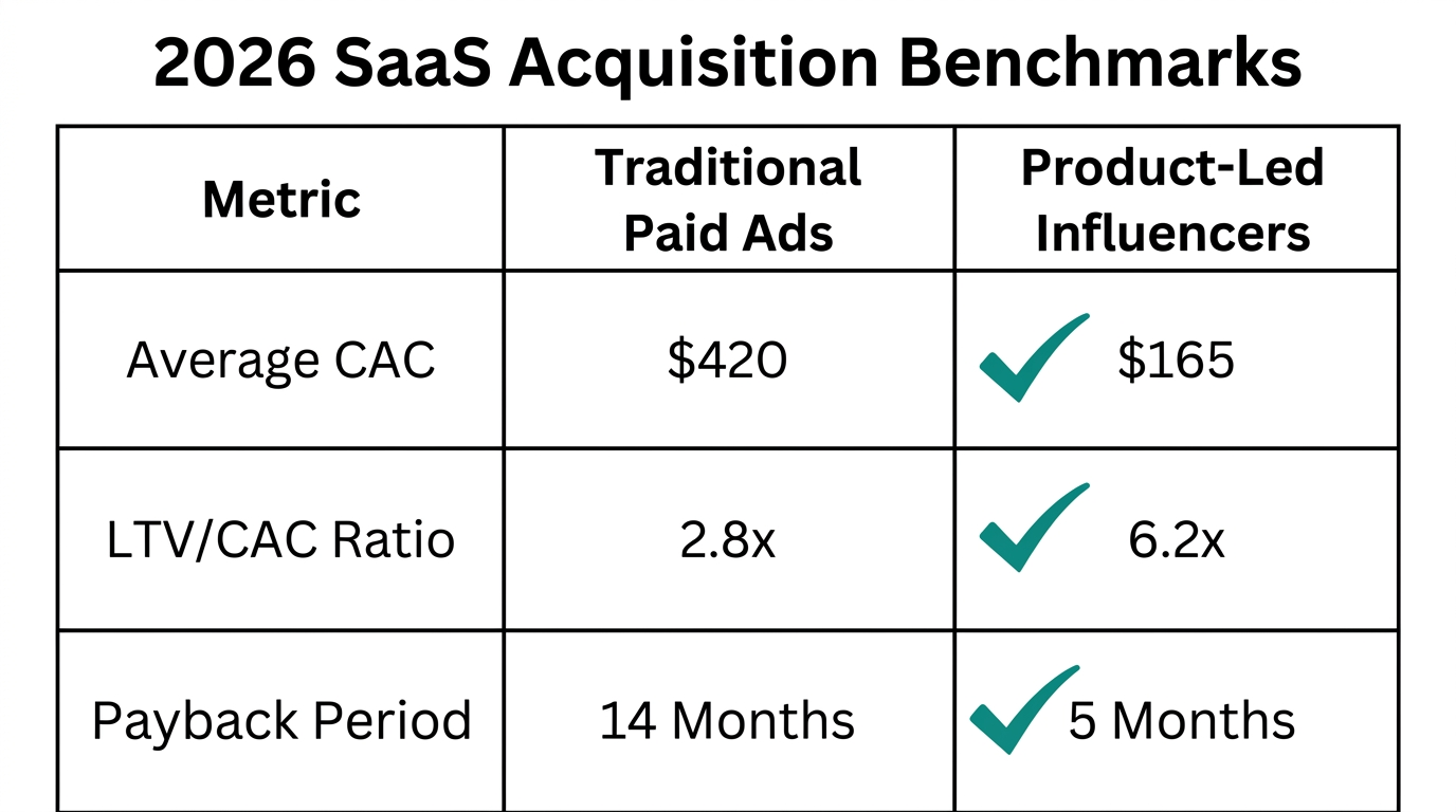 Performance comparison between traditional paid advertising and product-led influencer marketing.