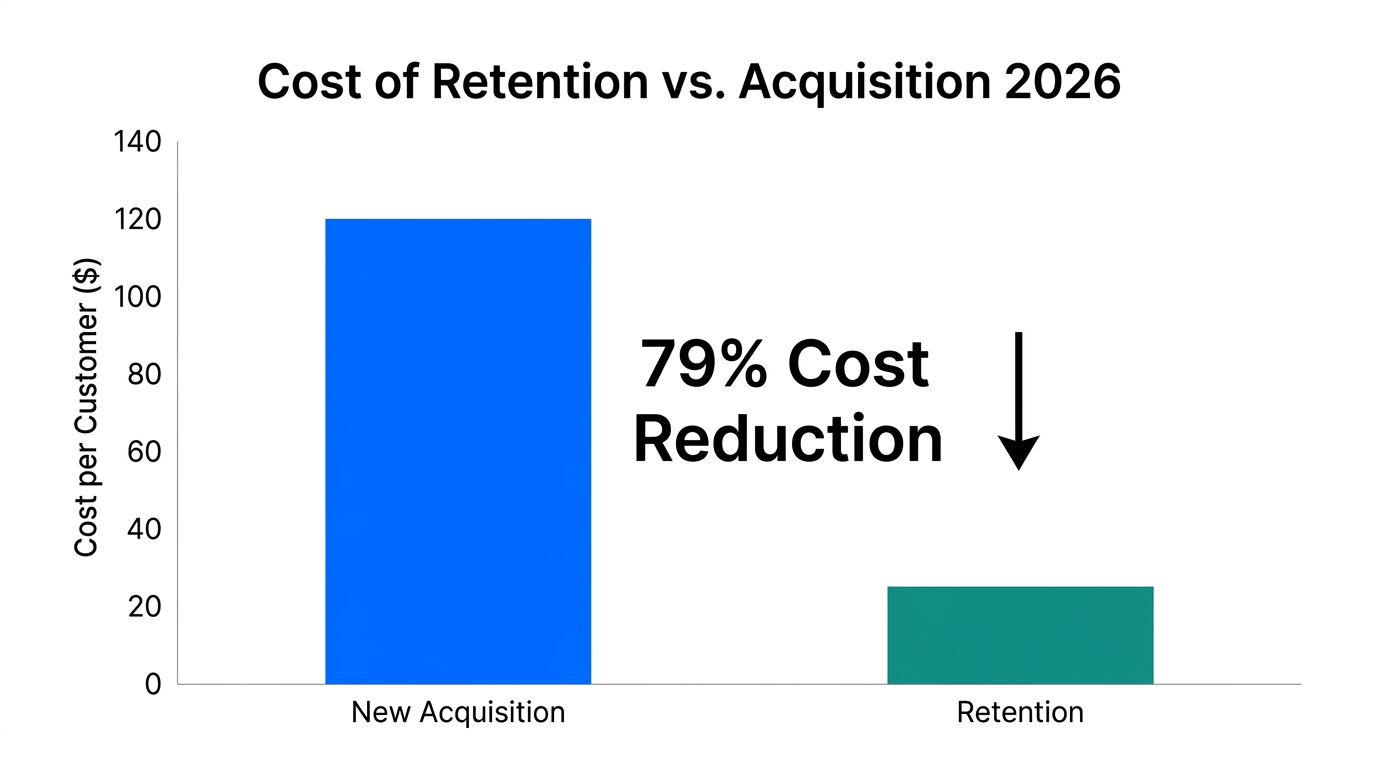 Comparison of customer acquisition costs versus retention costs in 2026.