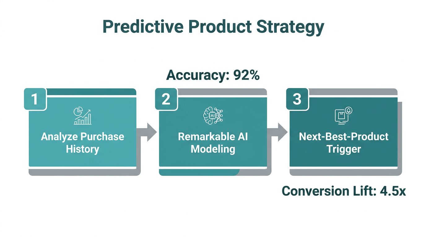 Three-step process for deploying next-best-product recommendations using AI.