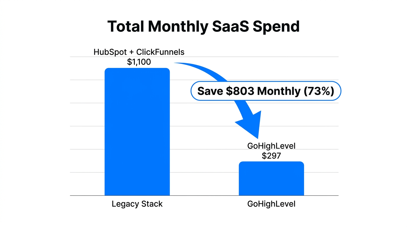 Visualizing the 73% reduction in monthly software overhead.
