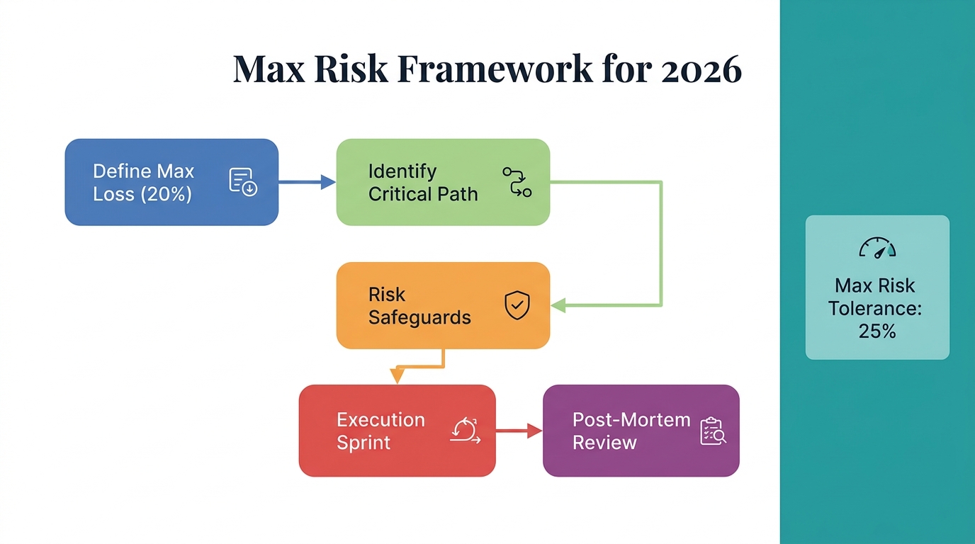 Workflow for implementing the Max Risk Framework in business growth.