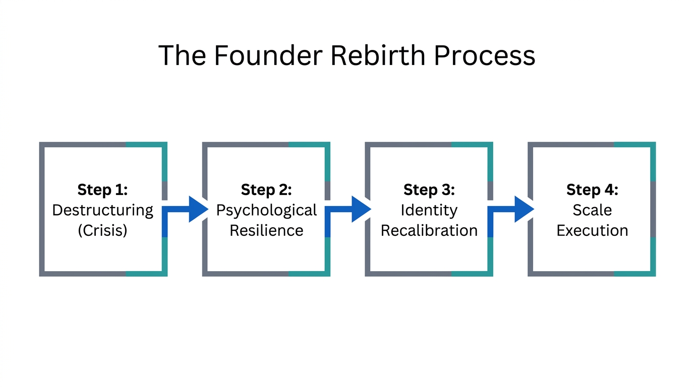 The four stages of a founder's psychological rebirth during scaling.