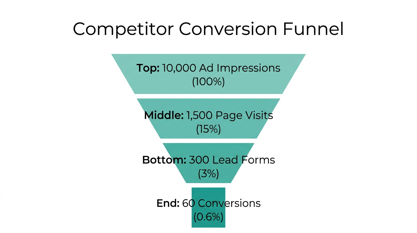 Reverse-engineered funnel stages and conversion metrics.