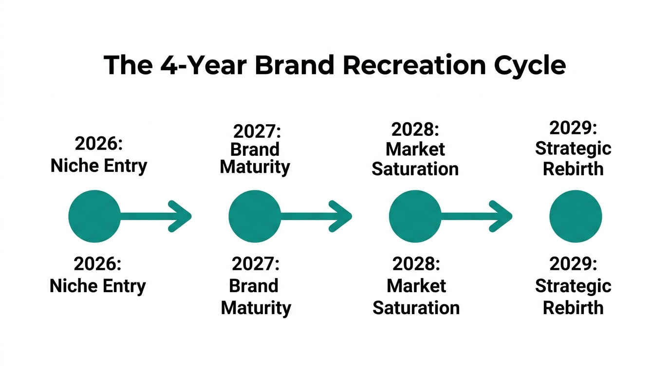 Timeline for strategic brand recreation to maintain market relevance.